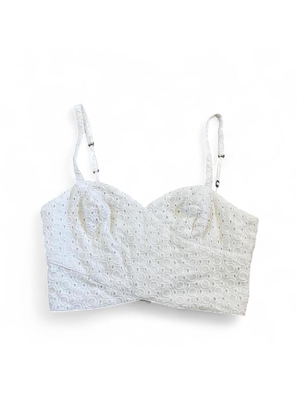 Abercrombie & Fitch White Eyelet Circular Lace Crop Top Size Small